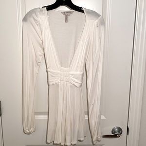 BCBGeneration Knit Long Sleeve Top, cream, size small